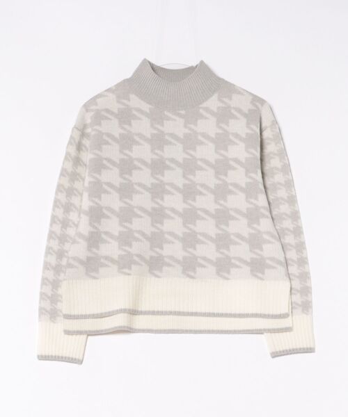 セール】千鳥柄ダブルジャカード ハイネックプルオーバー（ニット