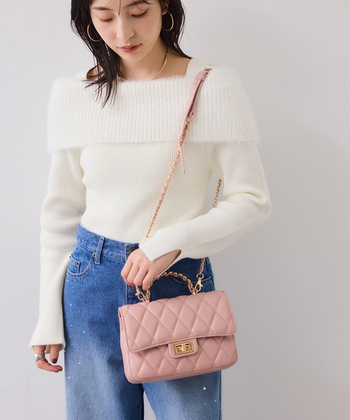 VIS（ビス）の「チェーンハンドルキルティングショルダーバッグ/2WAY