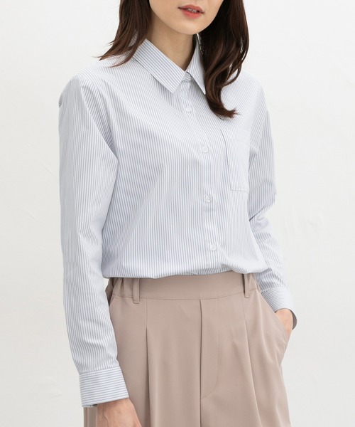 Honeys（ハニーズ）の「【らくらくアイロン】らくらく伸縮シャツ（シャツ/ブラウス・レディース・ホワイト/ホワイト系その他/ライトベージュ/ブラック/ライトブルー/ホワイト系その他2・S/M/LL/L/3L）」の3枚目の写真