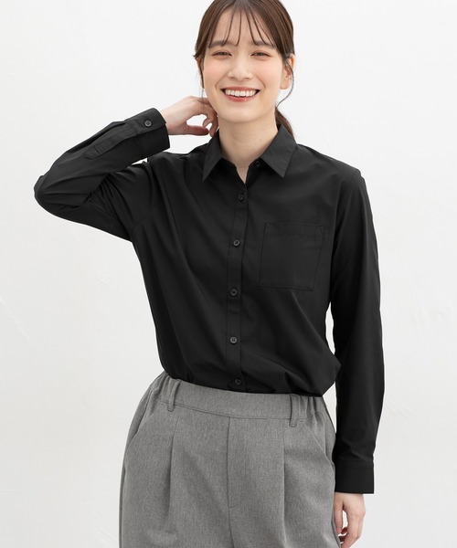 Honeys（ハニーズ）の「【らくらくアイロン】らくらく伸縮シャツ（シャツ/ブラウス・レディース・ホワイト/ホワイト系その他/ライトベージュ/ブラック/ライトブルー/ホワイト系その他2・S/M/LL/L/3L）」の13枚目の写真