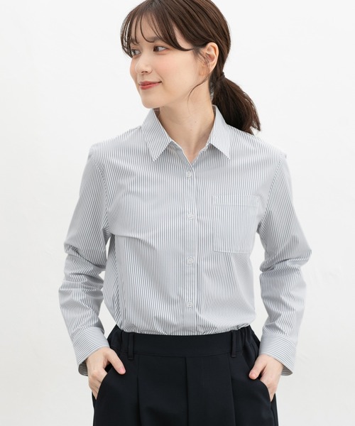 Honeys（ハニーズ）の「【らくらくアイロン】らくらく伸縮シャツ（シャツ/ブラウス・レディース・ホワイト/ホワイト系その他/ライトベージュ/ブラック/ライトブルー/ホワイト系その他2・S/M/LL/L/3L）」の17枚目の写真