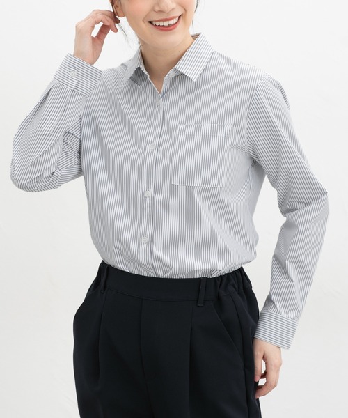 Honeys（ハニーズ）の「【らくらくアイロン】らくらく伸縮シャツ（シャツ/ブラウス・レディース・ホワイト/ホワイト系その他/ライトベージュ/ブラック/ライトブルー/ホワイト系その他2・S/M/LL/L/3L）」の18枚目の写真