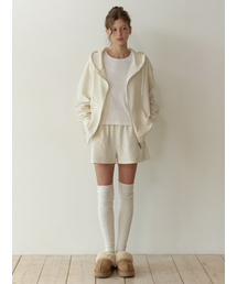 Flowered waffle shorts (cream)