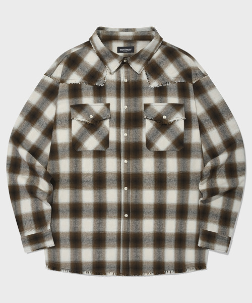 SAINTPAIN(セイントペイン)の「SP オンブレチェックウェスタンシャツブラウン(シャツ/ブラウス・メンズ・その他・MEDIUM/LARGE)」の1枚目の写真
