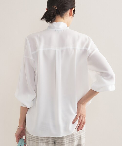 INDIVI（インディヴィ）の「【セレモニー／洗える】ジョーゼットボウタイブラウス（シャツ/ブラウス・レディース・サックスブルー/ライトグレー/ホワイト・15 /13/05/40/38/36/19）」の14枚目の写真