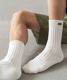 WESTBOY（ウエストボーイ）の「ワンポイントロゴ リブデザイン ミドル丈 カラーソックス WO25W6LG05（ソックス/靴下）」