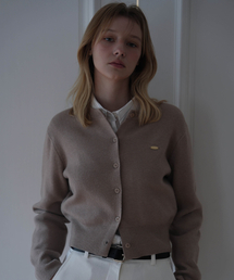 Basic Round Knit Cardigan [Beige]