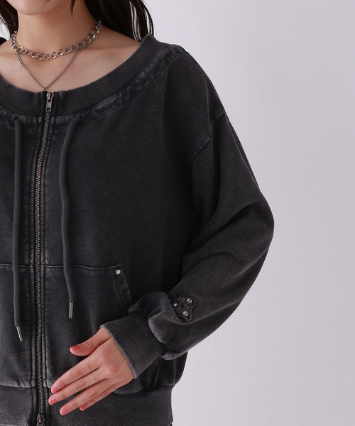 repipi armario(レピピ アルマリオ)の「AcidオフショルZIPカーディガン(スウェット・キッズ・ピンク系その他/ブラック系その他/グレー・SMALL/MEDIUM/LARGE)」の8枚目の写真