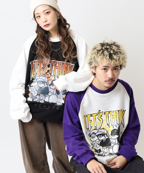 FUNALIVE(ファンアライブ)の「裏毛ラグランクルートレーナー(スウェット・メンズ・ホワイト×グリーン/杢グレー/ホワイト系その他2/パープル/ブラック×ホワイト/ホワイト系その他/ホワイト×イエロー/ホワイト×パープル/ホワイト×ブラック/ブラック・M/L)」の9枚目の写真