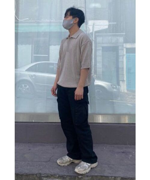 BLOND9(ブロンドナイン)の「オープンカラー パンチングニット_ベージュ(ポロシャツ・メンズ・ベージュ・LARGE/MEDIUM/SMALL/X-LARGE/XX-LARGE)」の5枚目の写真