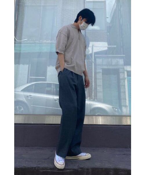 BLOND9(ブロンドナイン)の「オープンカラー パンチングニット_ベージュ(ポロシャツ・メンズ・ベージュ・LARGE/MEDIUM/SMALL/X-LARGE/XX-LARGE)」の4枚目の写真