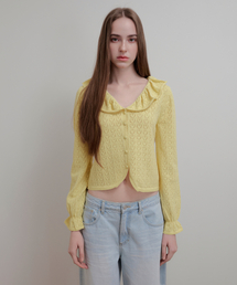 AOPT（アオプト）の「HEART RUFFLE SKASHI CARDIGAN - YELLOW（カーディガン/ボレロ）」