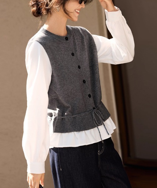 ONEP STAR(ワンピスター)の「レイヤード風ドッキングブラウス(シャツ/ブラウス・レディース・グレー・MEDIUM/LARGE/X-LARGE)」の11枚目の写真