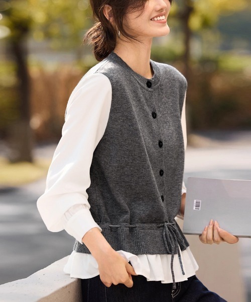 ONEP STAR(ワンピスター)の「レイヤード風ドッキングブラウス(シャツ/ブラウス・レディース・グレー・MEDIUM/LARGE/X-LARGE)」の10枚目の写真