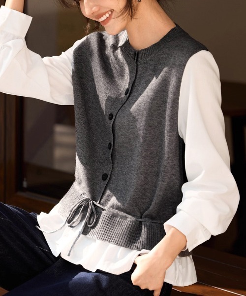 ONEP STAR(ワンピスター)の「レイヤード風ドッキングブラウス(シャツ/ブラウス・レディース・グレー・MEDIUM/LARGE/X-LARGE)」の8枚目の写真