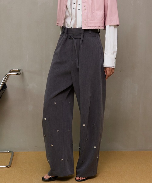 MAISON SPECIAL(メゾンスペシャル)の「Eyelet Tuck Pants/アイレットタックパンツ(その他パンツ・レディース・グレー・38/36)」の12枚目の写真