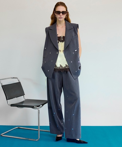 MAISON SPECIAL(メゾンスペシャル)の「Eyelet Tuck Pants/アイレットタックパンツ(その他パンツ・レディース・グレー・38/36)」の8枚目の写真