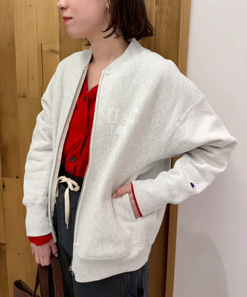 FRAMeWORK（フレームワーク）の「Champion 別注リバースウィーブフルジップパーカー（パーカー・レディース・ライトグレー/スミクロ・FREE）」の4枚目の写真