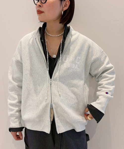 FRAMeWORK（フレームワーク）の「Champion 別注リバースウィーブフルジップパーカー（パーカー・レディース・ライトグレー/スミクロ・FREE）」の9枚目の写真