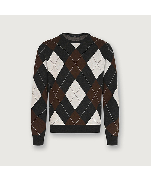 (M) Baltur Wool Diamond Sweater [Beluga Charcoal]