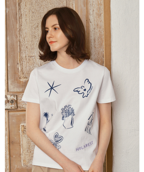 HOLAREST(オラ レスト)の「Hola Drawing T-shirt (Pure White)(Tシャツ/カットソー・レディース・その他・SMALL/MEDIUM)」の1枚目の写真