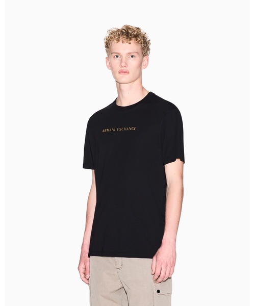 ARMANI EXCHANGE(アルマーニエクスチェンジ)の「【A|X アルマーニ エクスチェンジ】ゴールドロゴ 半袖クルーネックTシャツ/REGULAR(Tシャツ/カットソー・メンズ・ブラック・MEDIUM/X-LARGE/X-SMALL/XX-LARGE/LARGE/SMALL)」の1枚目の写真