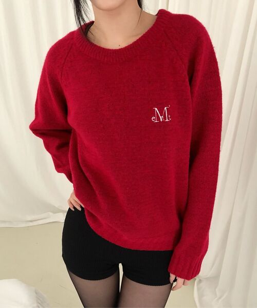 MUCENT(ムセント)の「モネ ナグラン ラウンドネック ニット (4カラー)(ニット/セーター・レディース・ネイビー/グレー/レッド/Beige・FREE)」の22枚目の写真