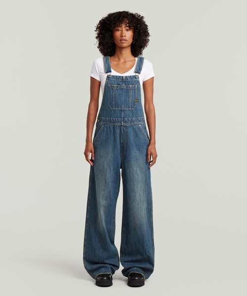 G-STAR(ジースター)の「Straight Leg Dungaree/ワイドストレートデニムサロペット(サロペット/オーバーオール・レディース・インディゴブルー・MEDIUM)」の2枚目の写真