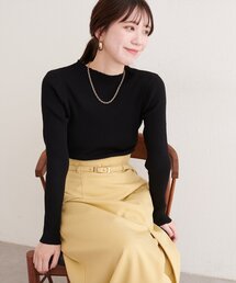 ダイヤ柄プチハイリブニット