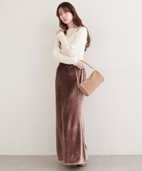 natural couture(ナチュラルクチュール)の「ダイヤ柄プチハイリブニット(ニット/セーター・レディース・オレンジ/イエロー/サックスブルー/ブラック/オフホワイト・FREE)」の9枚目の写真