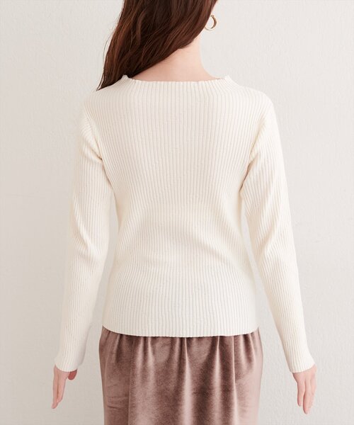 natural couture(ナチュラルクチュール)の「ダイヤ柄プチハイリブニット(ニット/セーター・レディース・オレンジ/イエロー/サックスブルー/ブラック/オフホワイト・FREE)」の12枚目の写真