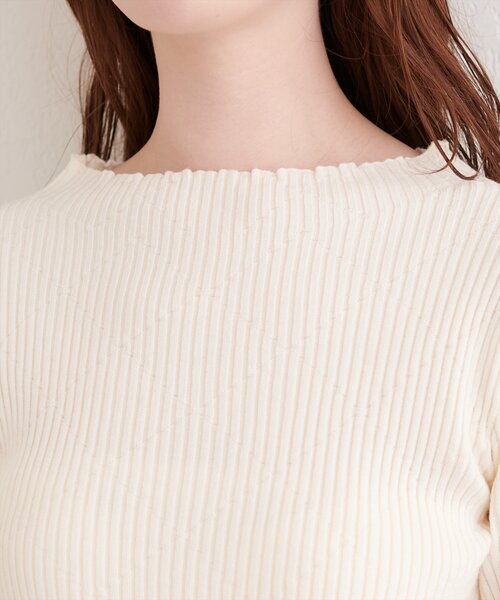 natural couture(ナチュラルクチュール)の「ダイヤ柄プチハイリブニット(ニット/セーター・レディース・オレンジ/イエロー/サックスブルー/ブラック/オフホワイト・FREE)」の13枚目の写真