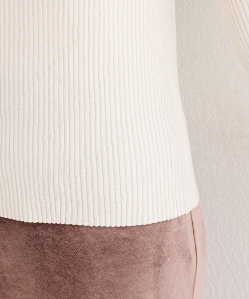 natural couture(ナチュラルクチュール)の「ダイヤ柄プチハイリブニット(ニット/セーター・レディース・オレンジ/イエロー/サックスブルー/ブラック/オフホワイト・FREE)」の15枚目の写真