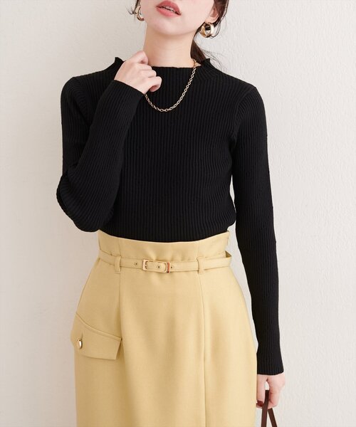 natural couture(ナチュラルクチュール)の「ダイヤ柄プチハイリブニット(ニット/セーター・レディース・オレンジ/イエロー/サックスブルー/ブラック/オフホワイト・FREE)」の17枚目の写真