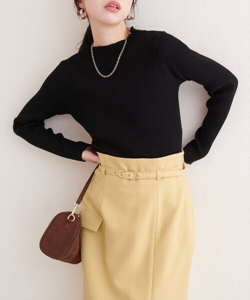 natural couture(ナチュラルクチュール)の「ダイヤ柄プチハイリブニット(ニット/セーター・レディース・オレンジ/イエロー/サックスブルー/ブラック/オフホワイト・FREE)」の18枚目の写真