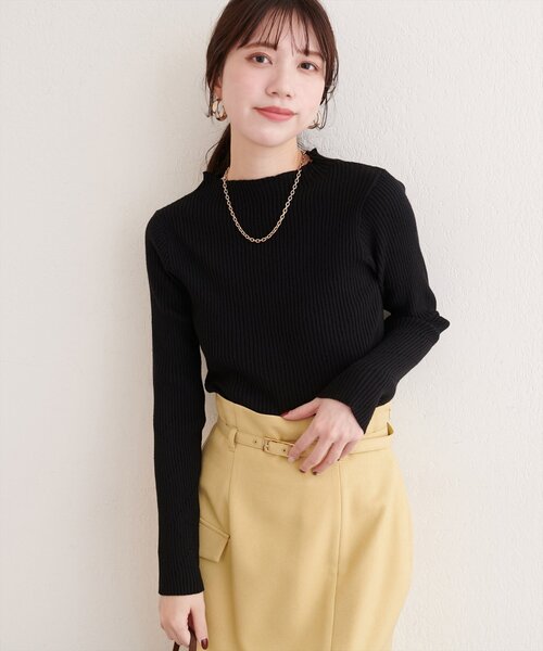 natural couture(ナチュラルクチュール)の「ダイヤ柄プチハイリブニット(ニット/セーター・レディース・オレンジ/イエロー/サックスブルー/ブラック/オフホワイト・FREE)」の20枚目の写真