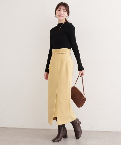 natural couture(ナチュラルクチュール)の「ダイヤ柄プチハイリブニット(ニット/セーター・レディース・オレンジ/イエロー/サックスブルー/ブラック/オフホワイト・FREE)」の21枚目の写真