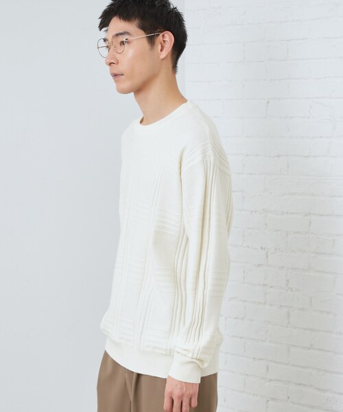 THE SHOP TK （ザ ショップ ティーケー ）の「【優しい肌触り】カシミヤタッチ チェックニット　洗濯機OK（ニット/セーター・メンズ・グリーン系/ベビーピンク/オフホワイト/グレー・02/03/04）」の5枚目の写真