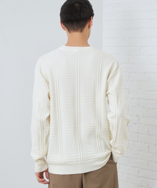 THE SHOP TK （ザ ショップ ティーケー ）の「【優しい肌触り】カシミヤタッチ チェックニット　洗濯機OK（ニット/セーター・メンズ・グリーン系/ベビーピンク/オフホワイト/グレー・02/03/04）」の6枚目の写真