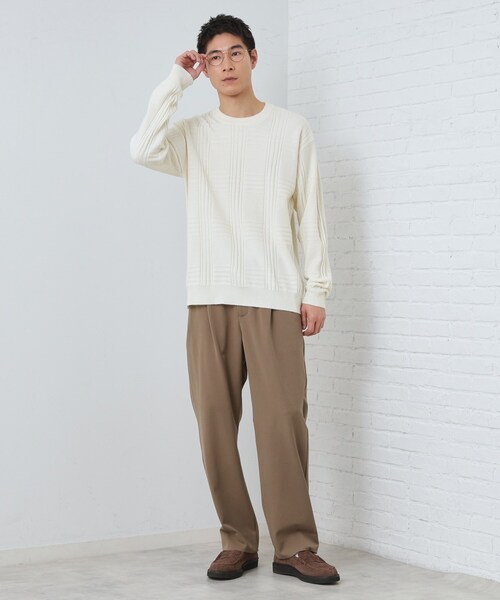 THE SHOP TK （ザ ショップ ティーケー ）の「【優しい肌触り】カシミヤタッチ チェックニット　洗濯機OK（ニット/セーター・メンズ・グリーン系/ベビーピンク/オフホワイト/グレー・02/03/04）」の7枚目の写真