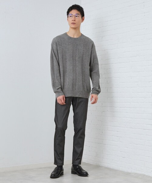 THE SHOP TK （ザ ショップ ティーケー ）の「【優しい肌触り】カシミヤタッチ チェックニット　洗濯機OK（ニット/セーター・メンズ・グリーン系/ベビーピンク/オフホワイト/グレー・02/03/04）」の11枚目の写真