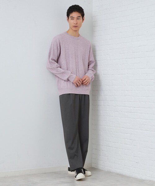 THE SHOP TK （ザ ショップ ティーケー ）の「【優しい肌触り】カシミヤタッチ チェックニット　洗濯機OK（ニット/セーター・メンズ・グリーン系/ベビーピンク/オフホワイト/グレー・02/03/04）」の15枚目の写真