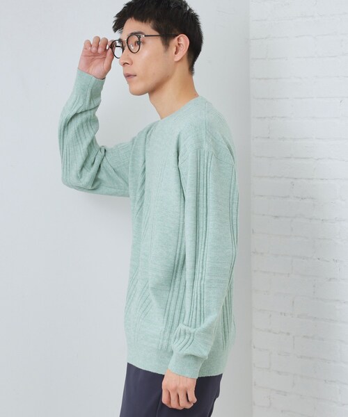 THE SHOP TK （ザ ショップ ティーケー ）の「【優しい肌触り】カシミヤタッチ チェックニット　洗濯機OK（ニット/セーター・メンズ・グリーン系/ベビーピンク/オフホワイト/グレー・02/03/04）」の17枚目の写真