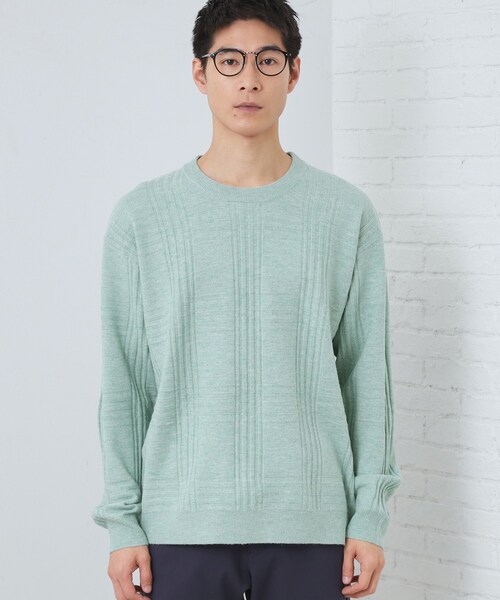 THE SHOP TK （ザ ショップ ティーケー ）の「【優しい肌触り】カシミヤタッチ チェックニット　洗濯機OK（ニット/セーター・メンズ・グリーン系/ベビーピンク/オフホワイト/グレー・02/03/04）」の21枚目の写真