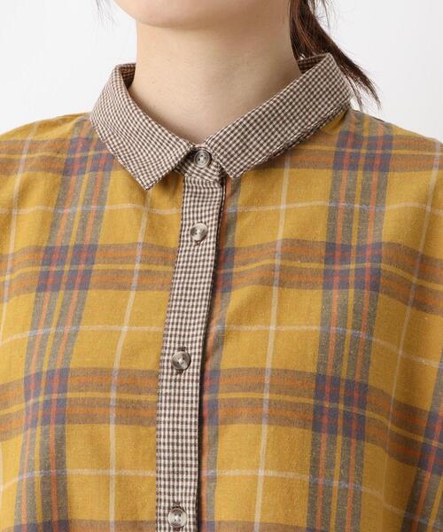 one'sterrace(ワンズテラス)の「綿麻フランネル チェック柄シャツワンピース(ワンピース・レディース・レッド系9/イエロー系9/ダークブラウン系8・02)」の7枚目の写真