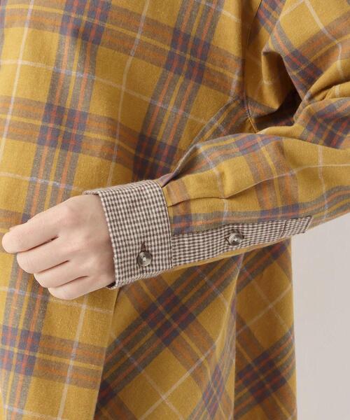 one'sterrace(ワンズテラス)の「綿麻フランネル チェック柄シャツワンピース(ワンピース・レディース・レッド系9/イエロー系9/ダークブラウン系8・02)」の8枚目の写真