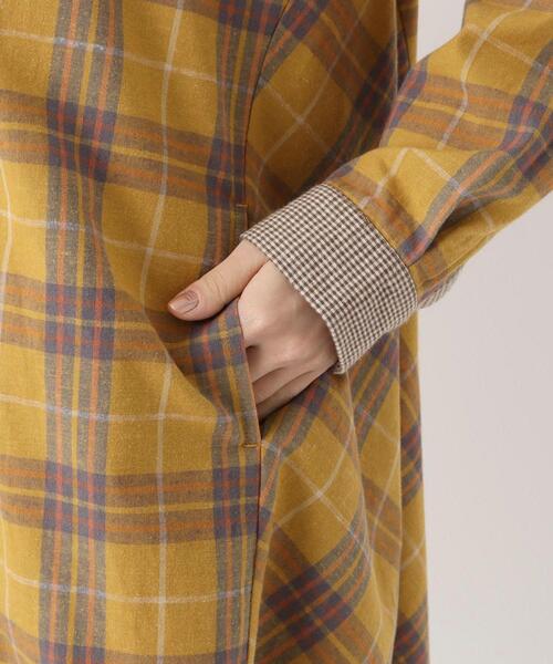 one'sterrace(ワンズテラス)の「綿麻フランネル チェック柄シャツワンピース(ワンピース・レディース・レッド系9/イエロー系9/ダークブラウン系8・02)」の9枚目の写真