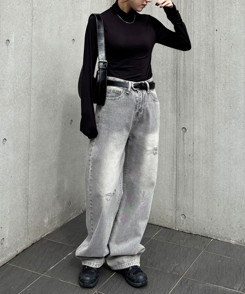 ISOOK（アイスー）の「【ISOOK / アイスー】ベーシックタートルネック / ハイネック 長袖 カットソー インナー Tシャツ シンプルトップス 白 黒 無地 ホワイト ブラック（Tシャツ/カットソー・レディース・ブラック/ホワイト・FREE）」の12枚目の写真