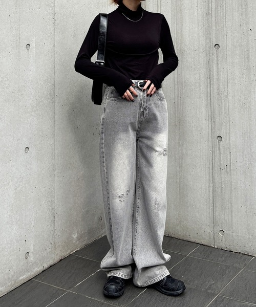 ISOOK（アイスー）の「【ISOOK / アイスー】ベーシックタートルネック / ハイネック 長袖 カットソー インナー Tシャツ シンプルトップス 白 黒 無地 ホワイト ブラック（Tシャツ/カットソー・レディース・ブラック/ホワイト・FREE）」の21枚目の写真