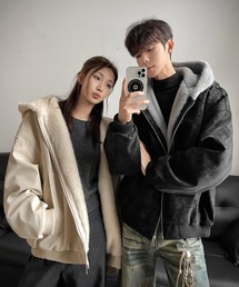 B.R.U | フェイクレザーフーディーブルゾン(ブルゾン)